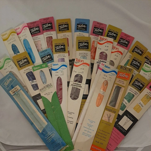 Large Lot 30 Talon Zippers Metal, Nylon Coil, Invisible Zephyr NEW OLD STOCK