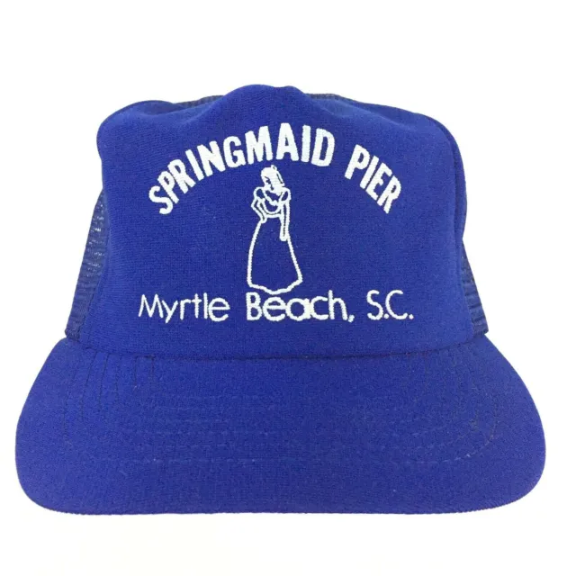 Vtg Springmaid Pier Myrtle Beach SC Cap Logo Mesh Snap Back Trucker Baseball Hat
