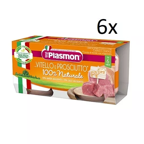 6x PLASMON Omogeneizzato Vitello e Prosciutto homogenisiert Babynahrung 2x80g