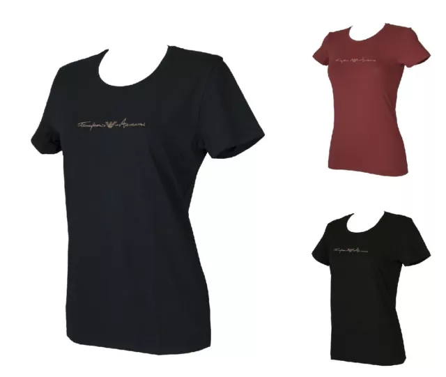 T-shirt donna manica corta girocollo maglietta elasticizzata EMPORIO ARMANI arti