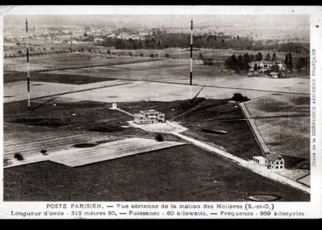 LES MOLIERES (91) Cie d'ENERGIE RADIO-ELECTRIQUE & VILLAS en vue aérienne