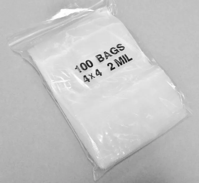 100x 2-Mil Clear Reclosable Zip Plastic Lock Bags Poly Jewelry Zipper Bags 4x4