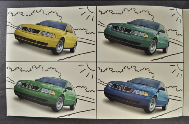1996-2001 Audi A4 Sedan Paint Colors Brochure Folder Excellent Original