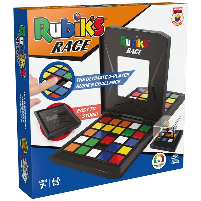 Rubik's Race, Metallic Edition Classic Fast-Paced Puzzle Strategy Sequence Two Player Board Game For Kids And Adults Ages 7 And Up Multicolor