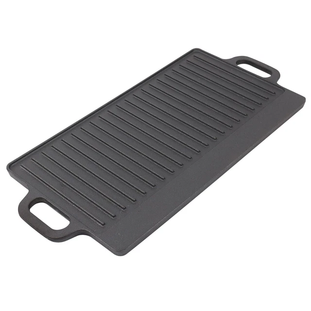 50CM CAST IRON Reversible Griddle Grill Pan Non Stick Skillet BBQ Hot
