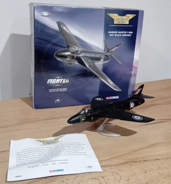 Corgi 1/72 Scale Diecast 49802 Hawker Hunter F Mk6 RAF Black