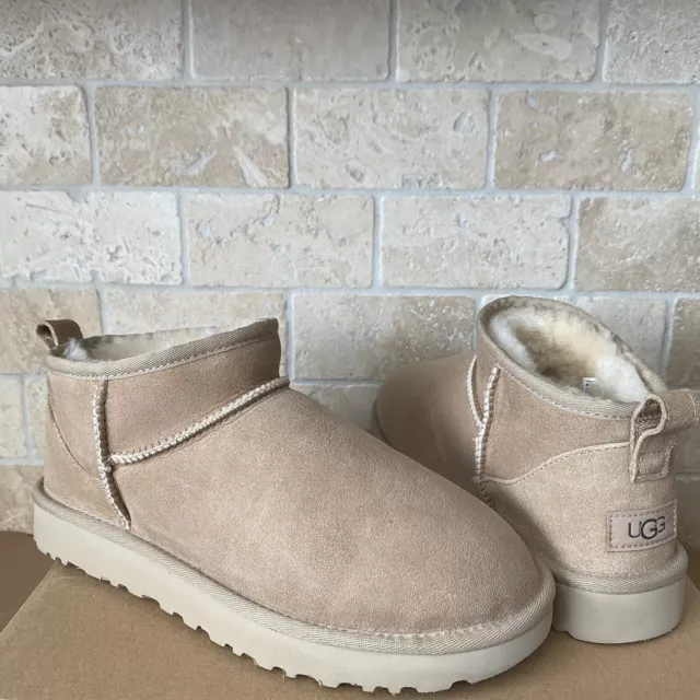 UGG CLASSIC ULTRA Mini Sand Beige Water-resistant Suede Ankle Boots ...