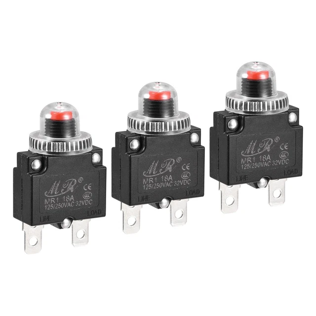 Circuito Sovraccarico Protettore 18A AC125/250V DC32V Premi Pulsante 3pz