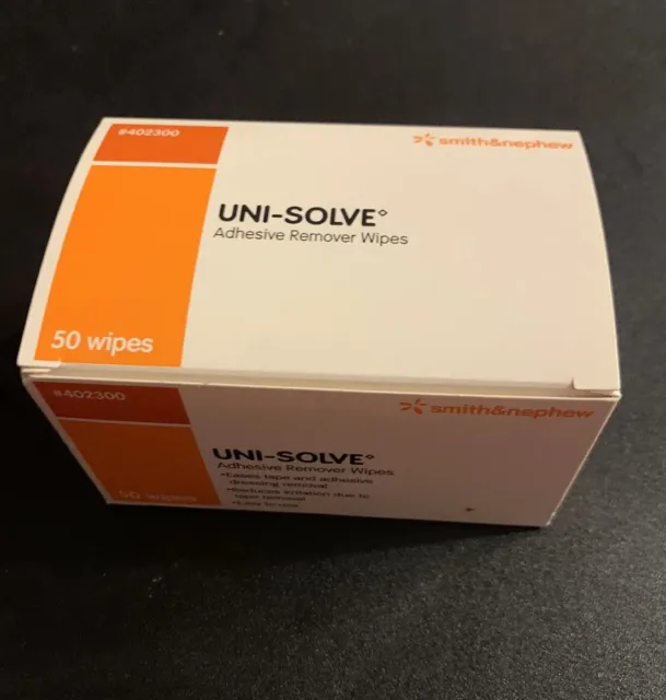 Smith & Nephew 402300 Uni-Solve Adhesive Remover Wipes, Box of 50