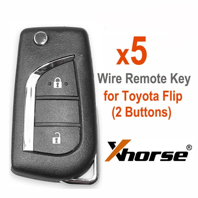 5x Xhorse Universal Remote Key Fit For Toyota Flip 2 Buttons XKTO01EN for VVDI2