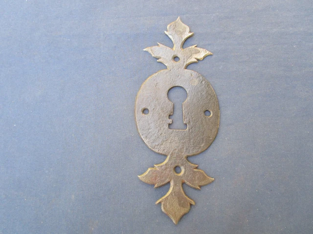 Ancienne entrée serrure fer forgé ouvragée porte hauteur 15,3 cm