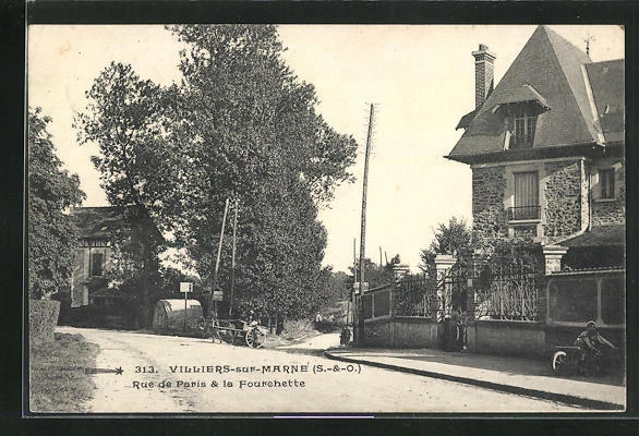 CPA Villiers-sur-Marne, Rue de Paris et la Fourchette 1911