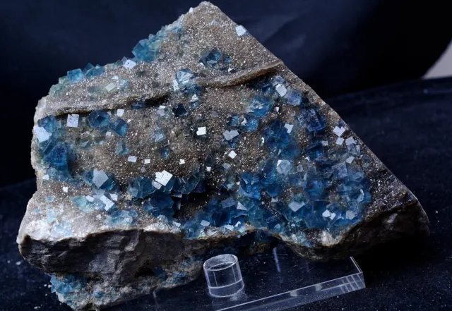 New Find Transparent Blue Cube Fluorite CRYSTAL CLUSTER Mineral Specimen 1468g