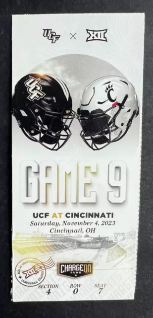 Cincinnati Bearcats vs UCF Knights 11/4/23 Commemorative Ticket Stub