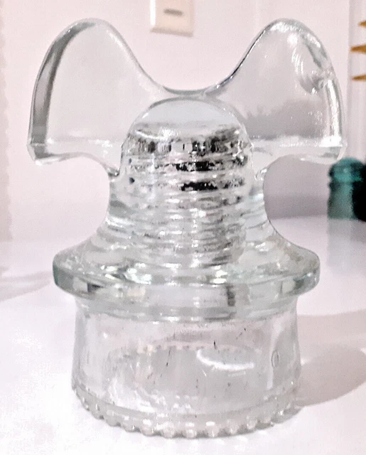 CD 257 Off Clear HEMINGRAY 60 Antique Glass Telegraph Insulator MICKEY MOUSE G9