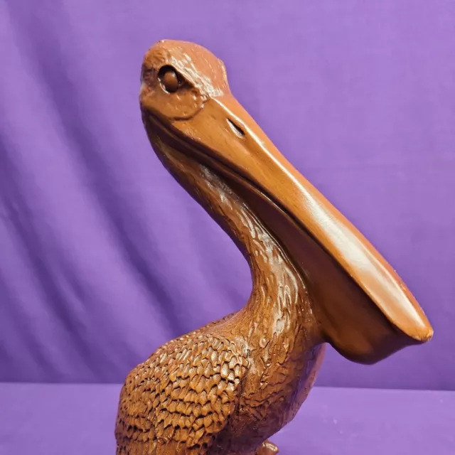 1988 Vintage Red Mill Mfg. Pelican Statue Made from Crushed Pecans and Resin 1ft 2