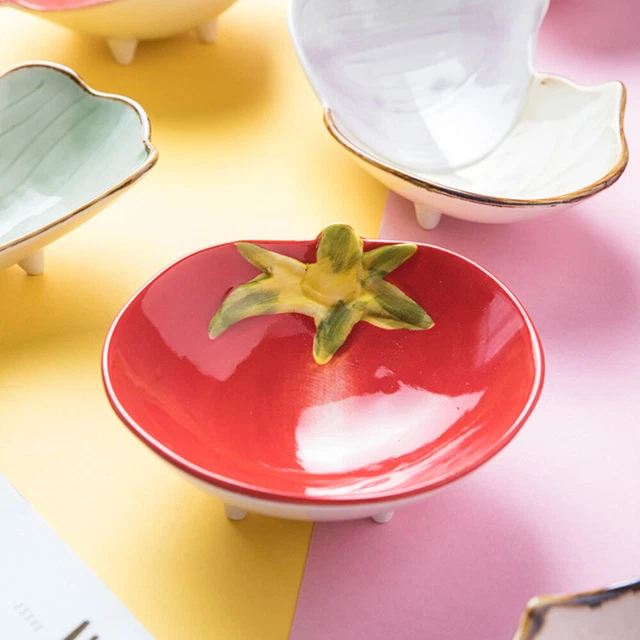 Plato de postre de cerámica estilo japonés encantador diseño de tomate plato plato de comida para S