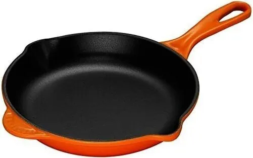 Lava Enameled Cast Iron Ceramic Skillet with Side Drip Spouts - 11 inch  Round Frying Pan with White Ceramic Enamel Coated Interior - Edition Series