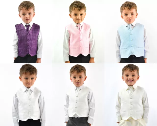 Boys Suits Waistcoat Suits Boys Wedding Suits 4pc Baby Page Boy Party 6 Colours