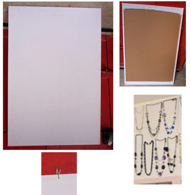 Tableau D'affichage Présentoir Bijoux Liège Et Tissu Blanc - Dimensions 60 X 90 Cm, Horizontal, Neuf Sans Emballage