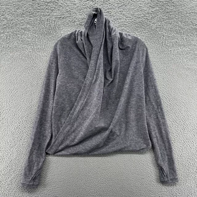 Ivivva by Lululemon Top Girls 14 Gray Long Sleeve Gym Hiking Wrap Sweater Top