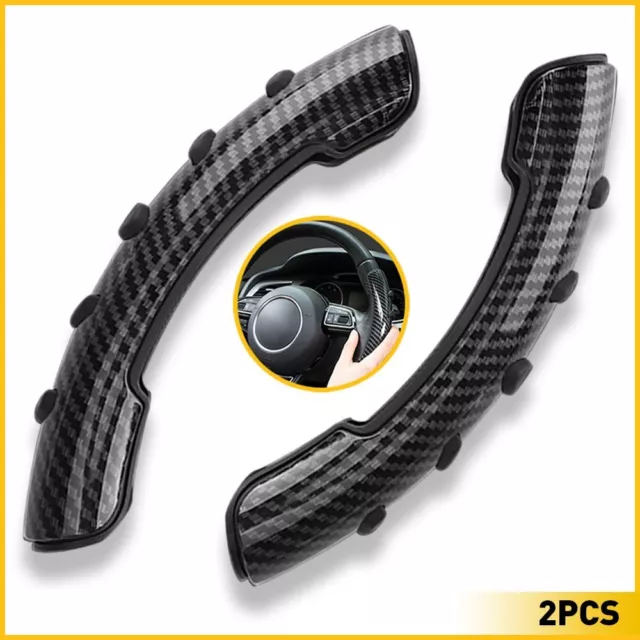 2X Carbon Fiber Car Auto Steering Wheel Booster Cover NonSlip Universal EAW