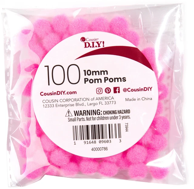 Pom-Poms 10mm 100/Paquete-Rosa Claro -POM40000-786