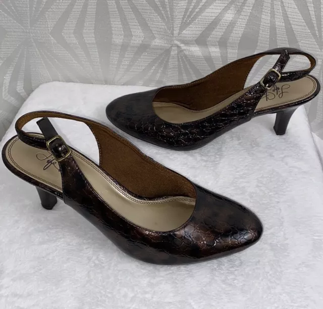 🌸Lifestride | Paris Slingback Croc Print Brown Heels ( SZ9.5)