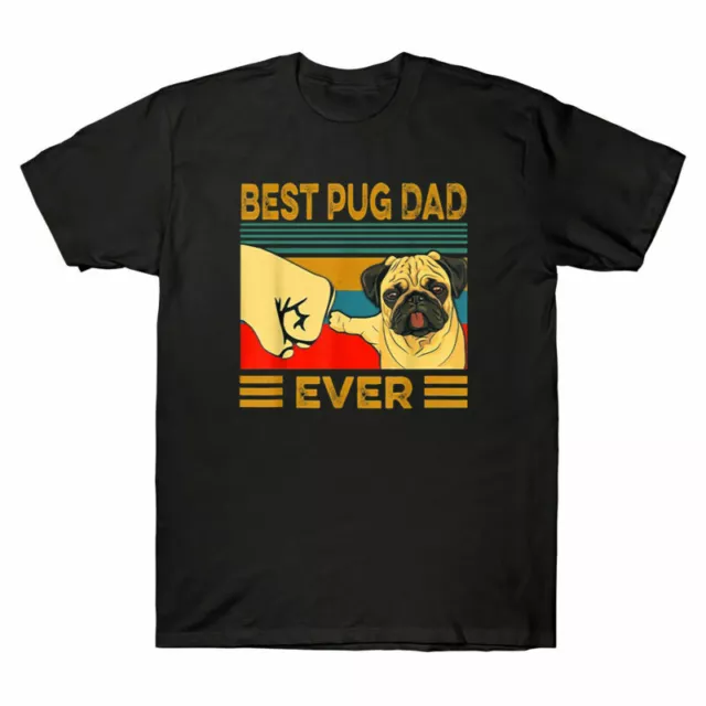 Fit Pug Dog Men's T-Shirt Bump Top Cotton Vintage Funny Ever Best Lover Dad Tee