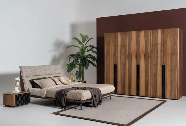 Set Complet Lit Penderie 2x Table de Chevet 4tlg. Design Chambre à Coucher