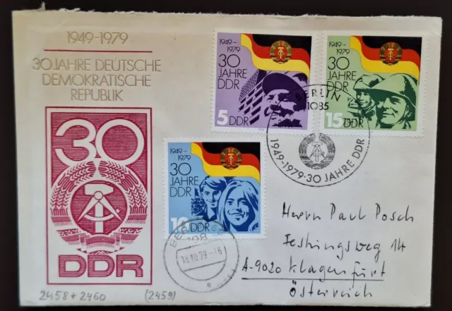 DDR 1979, 30 Jahre DDR, FDC mit Sstp. - Brief nach Österreich, Mi. 2458 - 2460