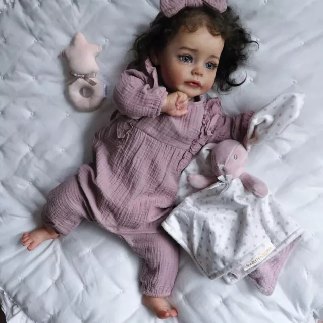 24'' Lifelike Reborn Baby Dolls Sue-Sue Vinyl Cloth Handmade Toddler Girl Doll