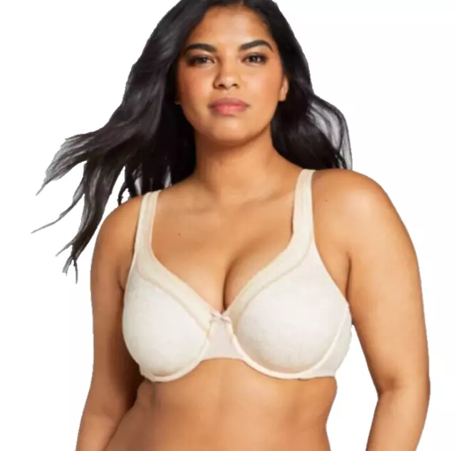 White Bra Womens Satin & Lace Underwired Firm Control Plus Size Large Full  Cup
