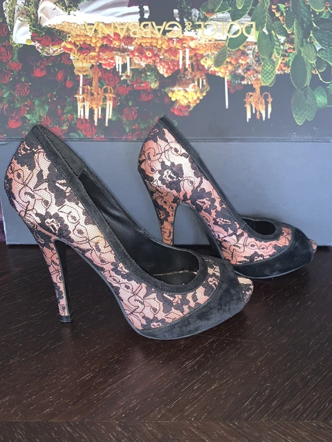Scarpe Donna Decolletè Tacco 39 camoscio Nero E raso Lucido Con Effetto Tulle