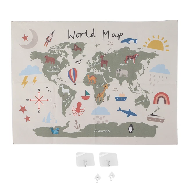 (World Animal Map)Baby Growth Photography Cloth Lightweight Animal Pattern Soft