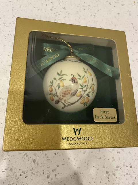 Wedgwood TWELVE DAYS OF CHRISTMAS Partridge In A Pear Tree Ball Ornament In Box