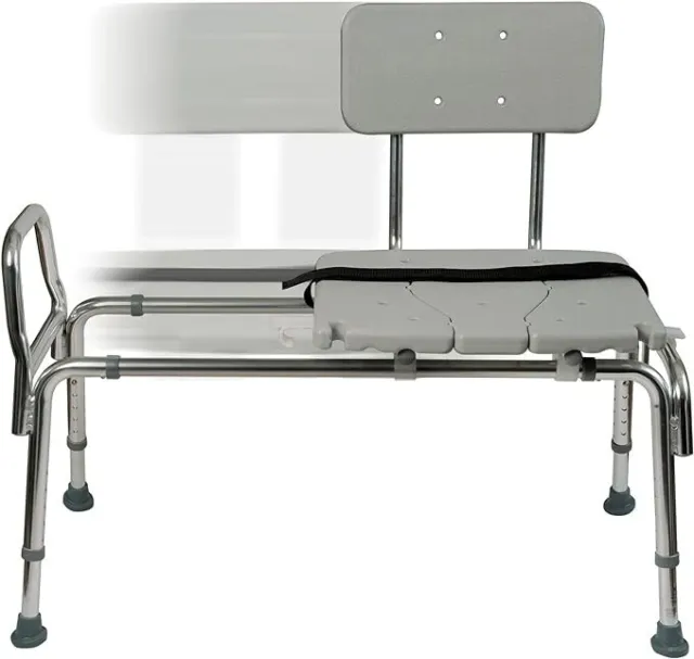 DMI Tub Transfer Bench and Shower Chair with Non Slip Aluminum Body, Adjustable