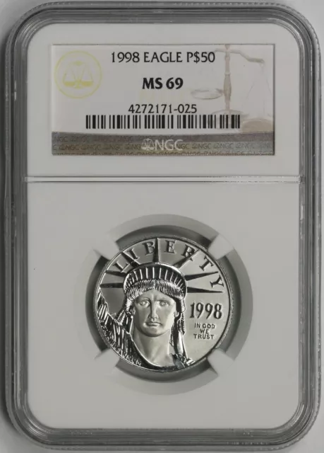 1998 Statue of Liberty Half-Ounce Platinum American Eagle $50 MS 69 NGC 1/2 oz