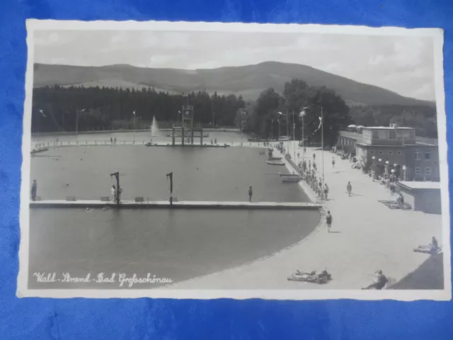 Alte PK AK um 1940 Großschönau Wald-Strand-Bad mit der Lausche Zittau Görlitz #1