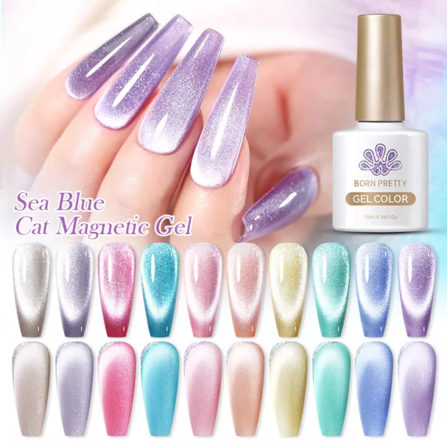 BORN PRETTY 10ml Sea Blue Cat Magnetic Gel Polish Pink Purple Soak Off UV Gel