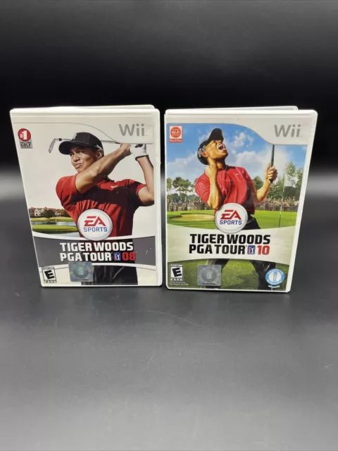 Tiger Woods PGA Tour 08, 10 (2 Nintendo Wii Games) Cleaned, Tested, Complete