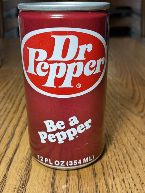Vintage 1970s Dr Pepper Flat Top Steel Soda Pop Can Pull Tab Mint