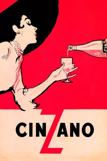 Poster Manifesto Locandina Pubblicità Stampa Vintage Aperitivo Cinzano Vermouth