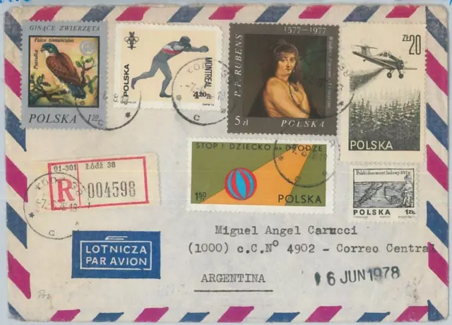 75358 - POLAND  - POSTAL HISTORY -  REGISTERED COVER to ARGENTINA 1978