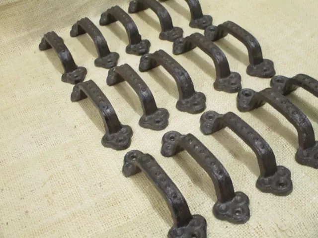 15 Rustic Cabinet Handle Cast Iron Drawer Pull Door Antique Style 5 1/2" Cabin