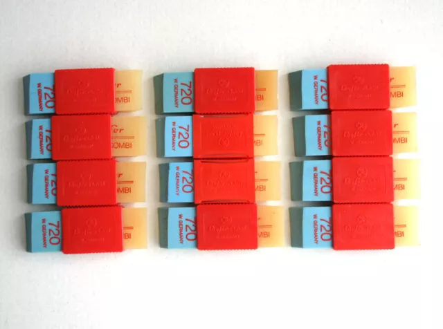 12x Radiergummi Radiergummis Läufer Plast-Combi 720 unbenutzt 77x24x11mm