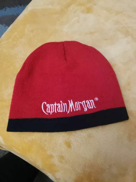 CAPTAIN MORGAN Winter Hat Beanie Black Red Black Unisex Stocking Cap One Size