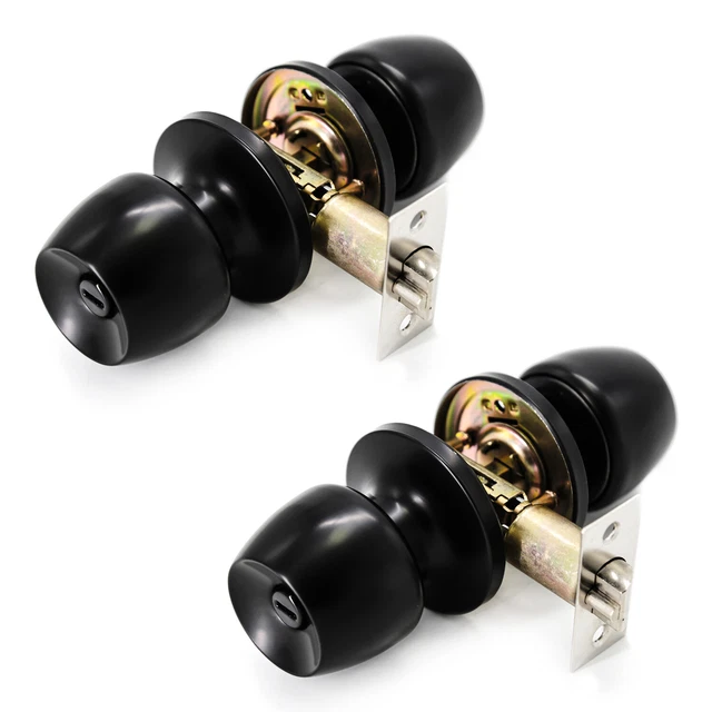 2 Pack Door Knobs with Lock for Left and Right Handed Doors for Bathroom Privacy