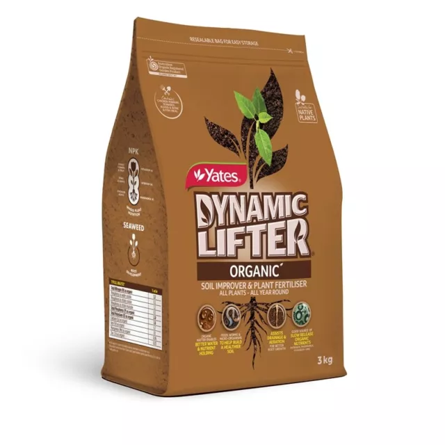 Yates 3kg Dynamic Lifter Organic Soil Improver And Plant Fertiliser