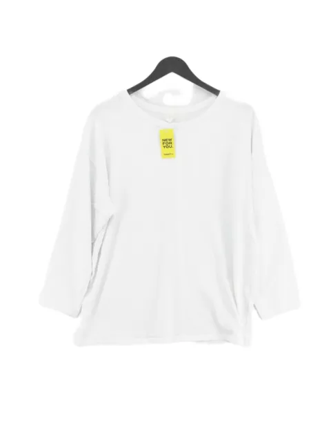 Arket Women's T-Shirt L White 100% Cotton Short Sleeve Round Neck Basic